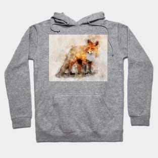 Red Fox Watercolor Portrait 04 Hoodie